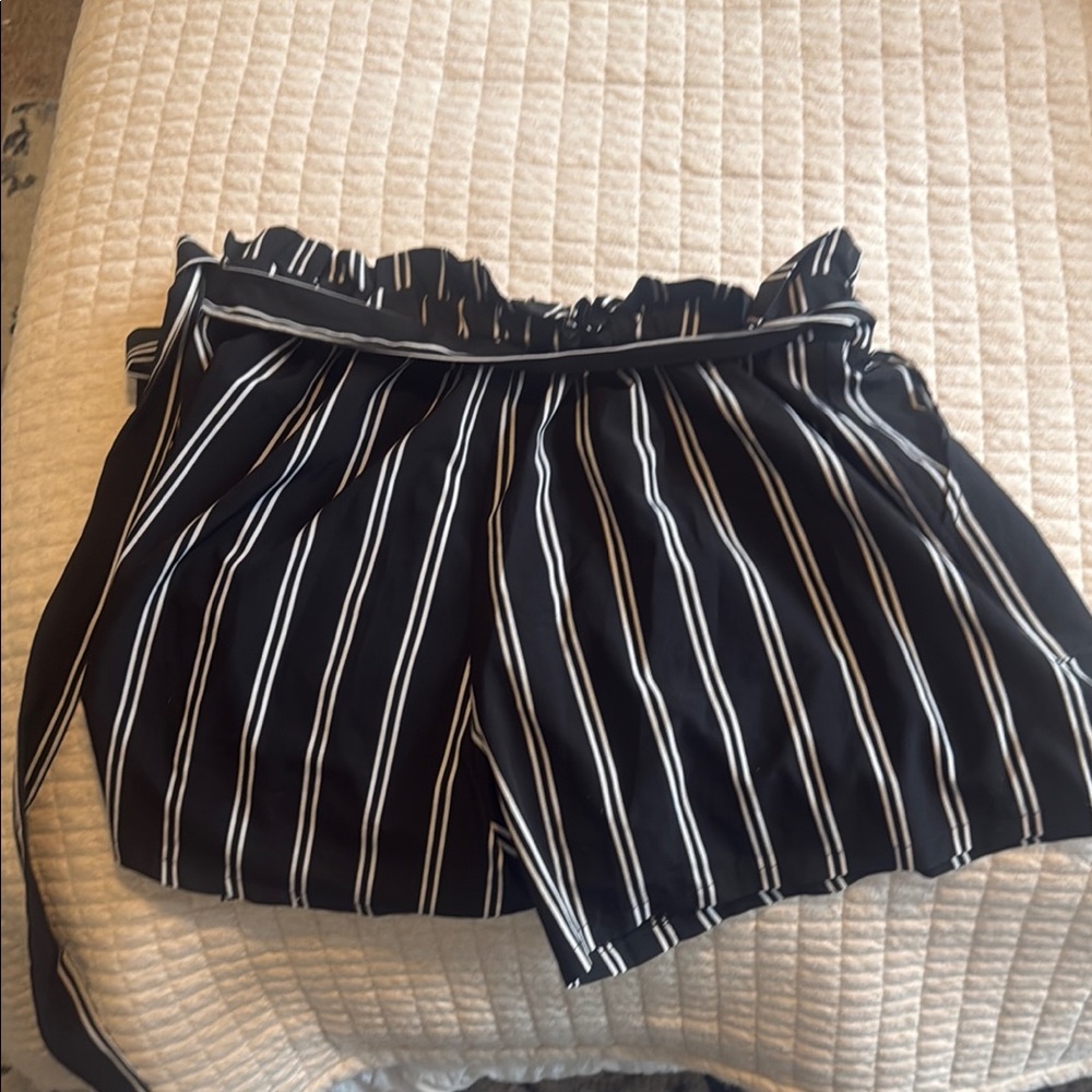 Striped Black and White Women's Shorts